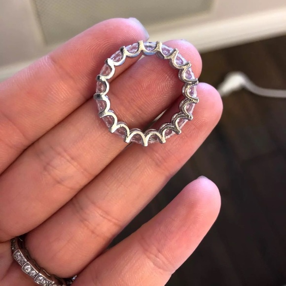 9TCW AAA CZ Oval Cut Eternity Wedding Band Ring - Picture 13 of 16